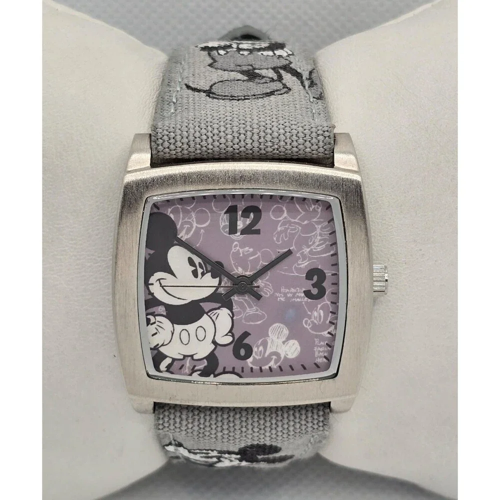 Unisex Disney Parks Mickey Mouse Limited Edition Gray Fabric Band Watch 04